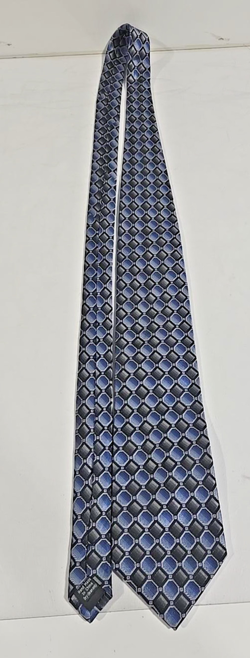Joseph & Feiss International 100% Silk Blue Black Geometric Tie